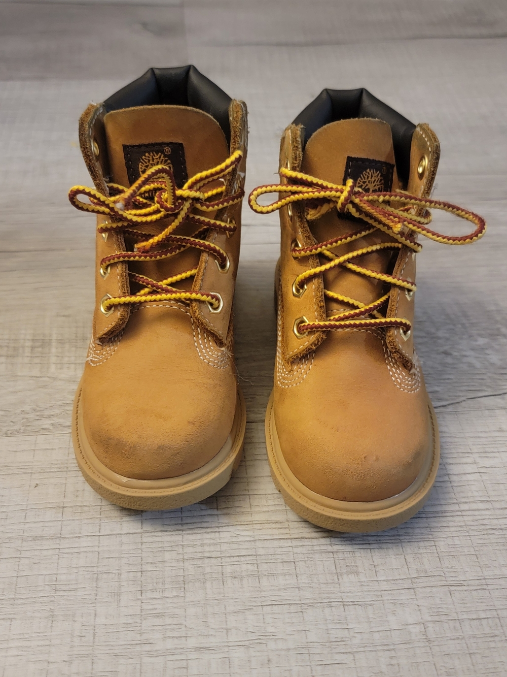 Timberland Kids Wheat/Tan Boots with Yellow-Brown Laces